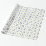 Papel De Presente Estrela de David | padrão amarelo azul<br><div class="desc">Jewish Holidays Star do David Gift Wrapping Paper. Cartões correspondentes,  selos postais e outros produtos disponíveis</div>