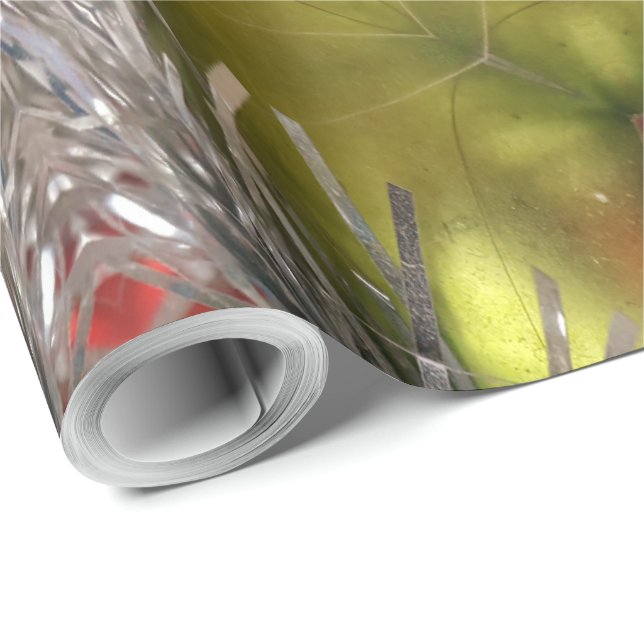 Papel De Presente Estrela de Natal Elegante YeGold Silver Kaleidosco (Ponta do rolo)