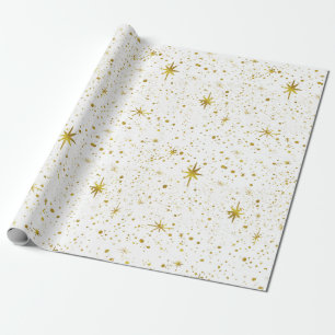 Papel De Presente Estrela de Natal Moderna e Mínima / Dourada