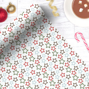 Papel De Presente Estrela de Natal Multicolor Festiva