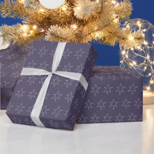 Papel De Presente Estrela de Natal Noite Índigo