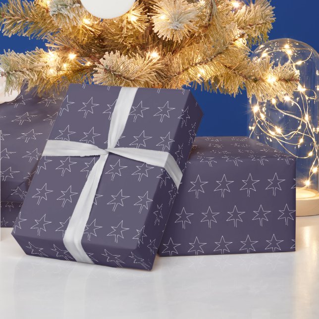 Papel De Presente Estrela de Natal Noite Índigo (Feriados)