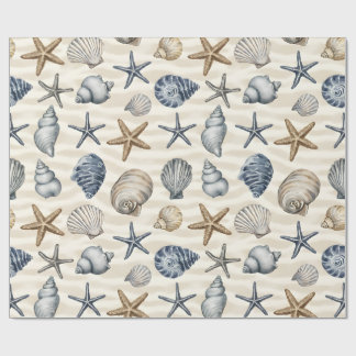 Papel De Presente Estrela-do-mar Costeira elementos de Conchas Desig