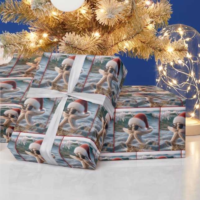 Papel De Presente Estrela-do-mar de Natal no Oceano (Feriados)