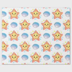 Papel De Presente Estrela-do-mar e Conchas Lindas