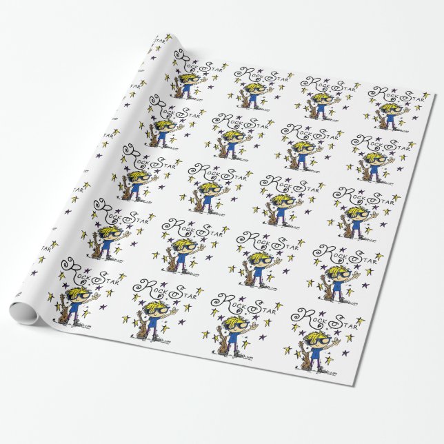 Papel De Presente Estrela do rock loura do menino (Desenrolado)