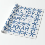 Papel De Presente Estrela Feliz de Hanukkah de David Menorah Snowfla<br><div class="desc">Estrela Feliz de Chanucá de David Menorah Snowflakes Padrões Azul e Branco Israel Cores de Bandeira Elegante Papel de Embosque Hebraico Festival de Férias Judaicas Luzes</div>