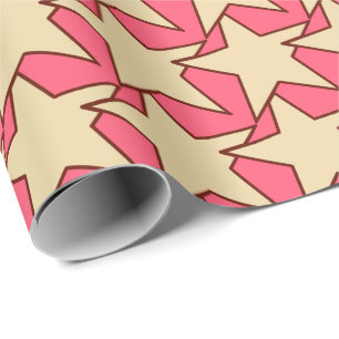 Papel De Presente Estrela Geométrica Moderna - coral e bege