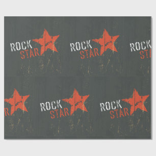 Papel De Presente Estrela Vermelha de Rock Star Distress Grunge