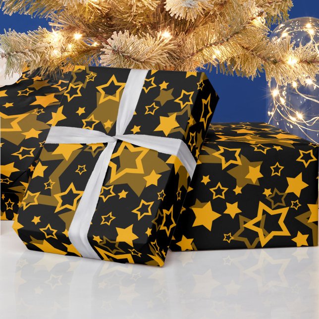 Papel De Presente Estrelas Amarelas Douradas Brilham Design  (Criador carregado)