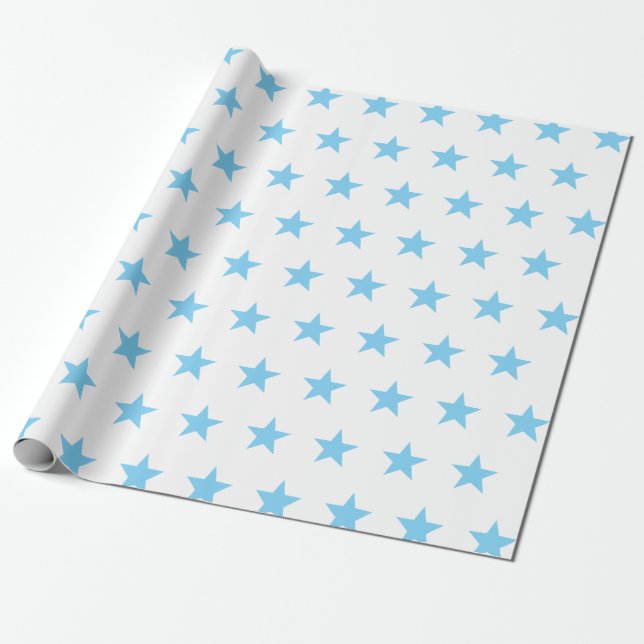 Papel De Presente Estrelas Azuis Suaves (Desenrolado)