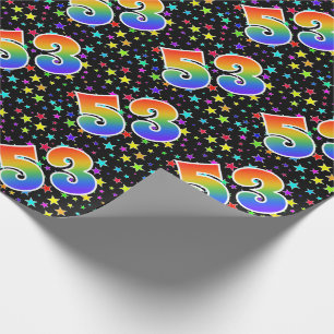 Papel De Presente Estrelas Coloridas + Padrão de Arco-íris Evento "5