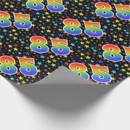 Papel De Presente Estrelas Coloridas + Padrão de Arco-íris Evento "8