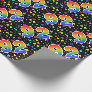 Papel De Presente Estrelas coloridas + Teste padrão "92" do