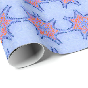 PAPEL DE PRESENTE ESTRELAS COM VERMELHO AZUL FLORAL