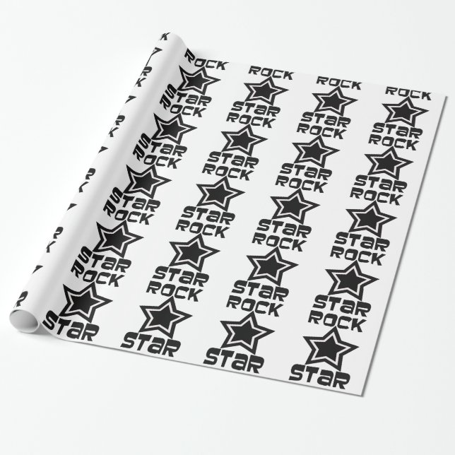Papel De Presente Estrelas da estrela do rock, as pretas & as (Desenrolado)