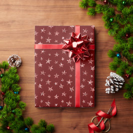 Papel De Presente Estrelas de Brilho Vermelho