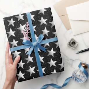 Papel De Presente Estrelas de Celebração de Prata