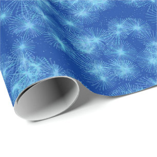 Papel De Presente Estrelas de cristal gelado - azul de cobalto