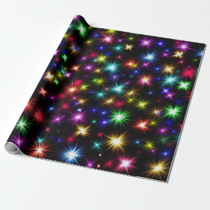 Papel De Presente Estrelas de Firework excitantes a saltar com cor