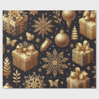 Papel De Presente Estrelas de folhas e ornamentos de ouro de luxo Dã