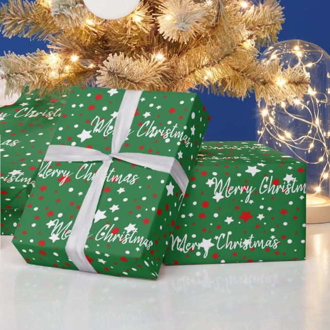Papel De Presente Estrelas De Natal Em Verde (Feriados)