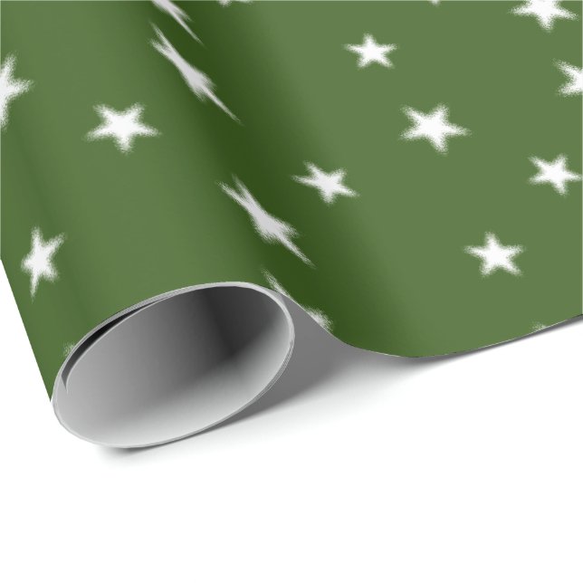 Papel De Presente Estrelas de Natal Flexíveis e Verdes (Ponta do rolo)