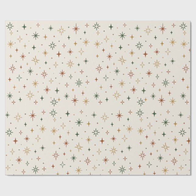 Papel De Presente Estrelas de Natal & Padrão de Brilhos			 (Aberto)