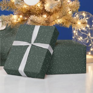 Papel De Presente Estrelas de neve simples salpicam verde branco fer