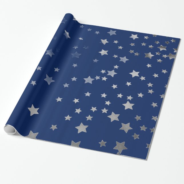 Papel De Presente Estrelas de Prata (Desenrolado)