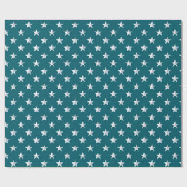 Papel De Presente Estrelas de Prata Azul-Teal Profunda