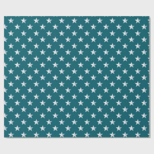 Papel De Presente Estrelas de Prata Azul-Teal Profunda