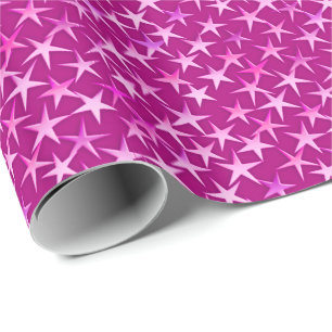 Papel De Presente Estrelas de Satin, Sombras de Pastel Rosa na Fúchs
