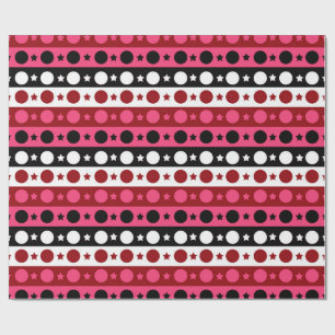 Papel De Presente Estrelas do Círculo Branco Cor-de-rosa - Design