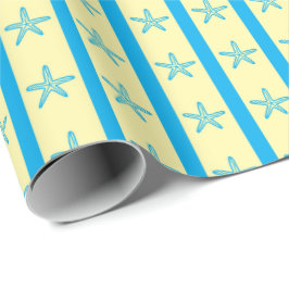 Papel De Presente Estrelas do mar e faixas de negros Verão Aniversár