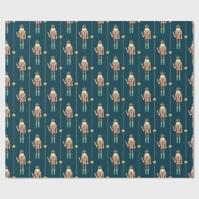 Papel De Presente Estrelas do Quebra-Nozes Strips Natal Azul (Aberto)