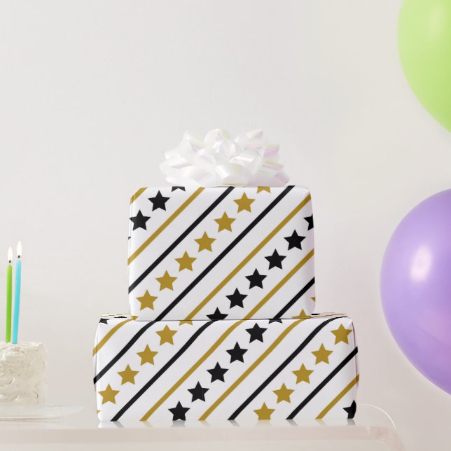 Papel De Presente Estrelas Douradas (Presentes para festas)