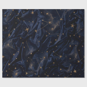 Papel de Presente Estrelas Douradas Céu Noturno As