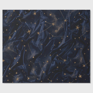 Papel de Presente Estrelas Douradas Céu Noturno As