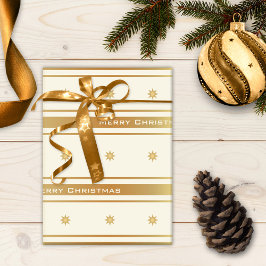 Papel De Presente Estrelas Douradas Clássicas e Stripes de Natal