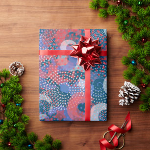 Papel De Presente Estrelas e Círculos, Sobreposição Aleatória