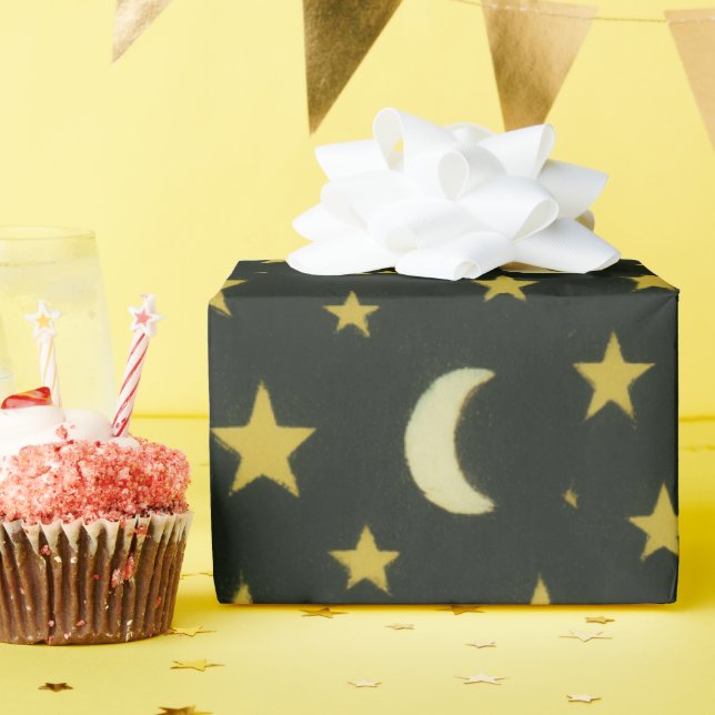 Papel De Presente Estrelas e Luas (Festa de aniversário)