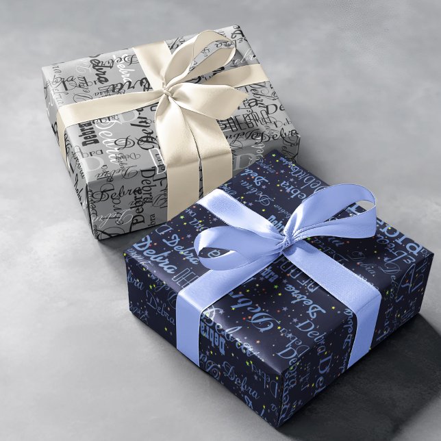 Papel De Presente estrelas e nomes. crie seu próprio padrão (Criador carregado)