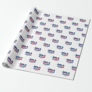 Papel De Presente Estrelas e Stripes de Illinois