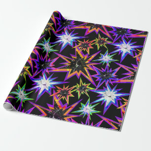 Papel De Presente Estrelas no preto.