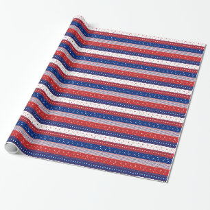 Papel De Presente Estrelas Patrióticas e Stripes Bandeira Abstrato A