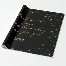 Papel De Presente Estrelas personalizadas douradas e com brilhos em 