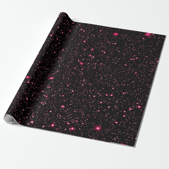 Papel De Presente Estrelas Rosa Quente (Desenrolado)