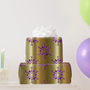Papel De Presente Estrelas roxas do Natal no ouro