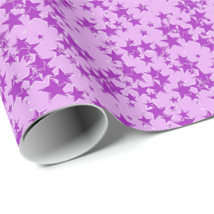 Papel De Presente Estrelas roxas sobre fundo de lavanda